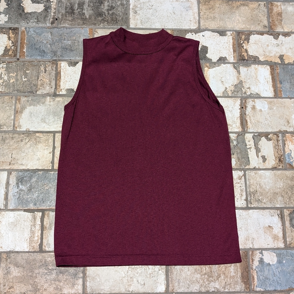 Simply Basic Small Maroon Sleeveless Turtleneck T… - image 1